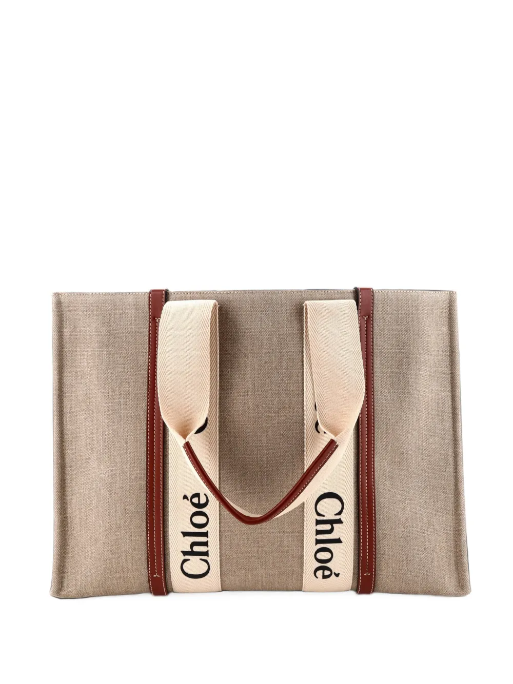 Chloé Pre-Owned Woody Canvas with Leather Large tote bag - Toni neutri