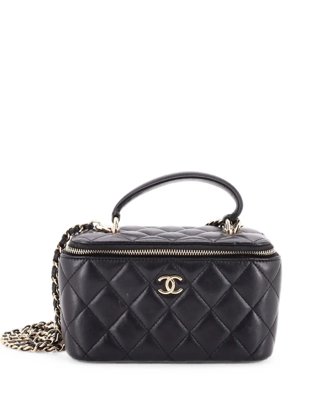 CHANEL Pre-Owned Classic Top Handle Vanity Case with Chain Quilted Lambskin Small crossbody bag - Nero