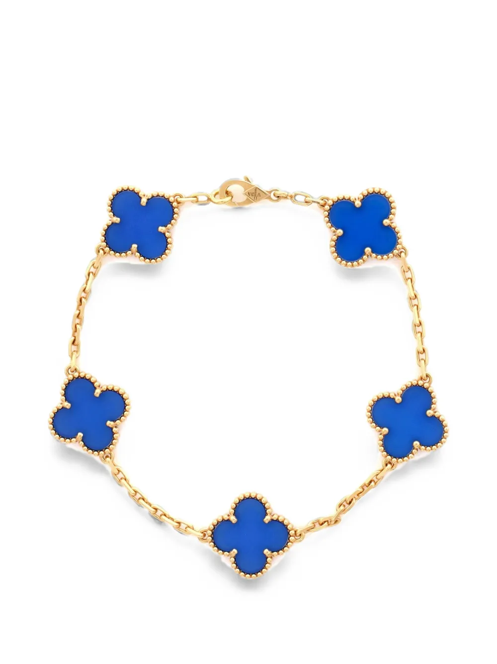 Van Cleef & Arpels Pre-Owned Vintage Alhambra 5 Motifs 18K Yellow Gold and Agate bracelet - Oro