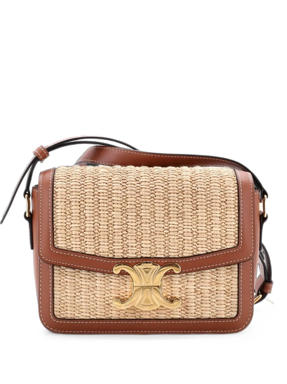 Celine Pre-Owned Triomphe Raffia with Leather Teen shoulder bag - Marrone