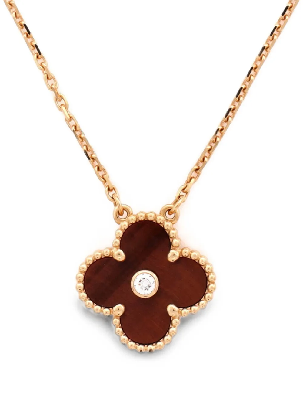 Van Cleef & Arpels Pre-Owned Vintage Alhambra Pendant 18K Rose Gold and Bull's Eye with Diamond necklace - Rosa