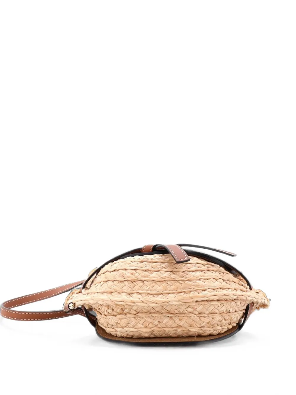 Loewe Pre-Owned Gate Leather Shoulder Leather with Raffia Mini crossbody bag - Marrone