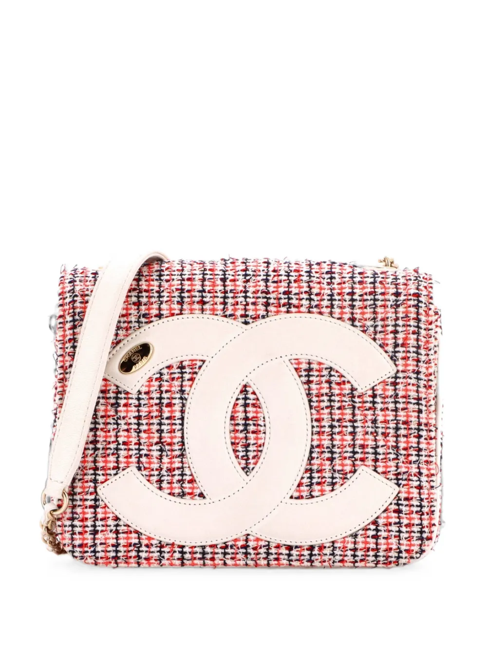 CHANEL Pre-Owned CC Mania Flap Bag Tweed with Lambskin Small shoulder bag - Multicolore