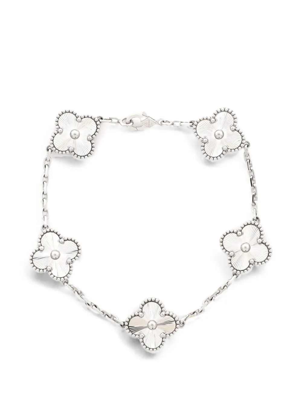 Van Cleef & Arpels Pre-Owned Vintage Alhambra 5 Motifs Guilloche 18K White Gold bracelet - Argento