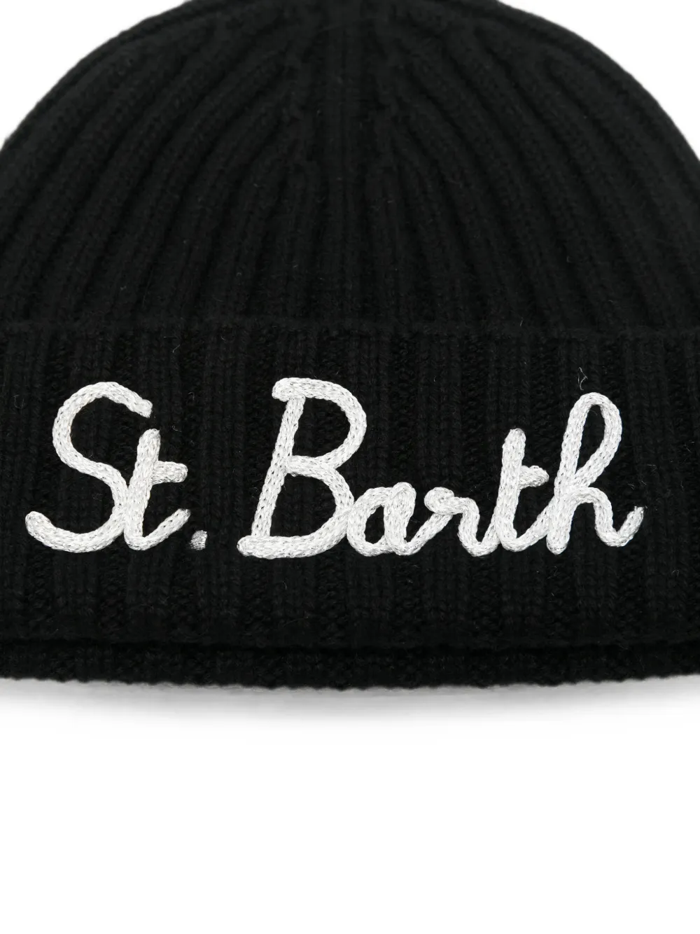 MC2 Saint Barth Kids Geribbelde muts met geborduurd logo Zwart