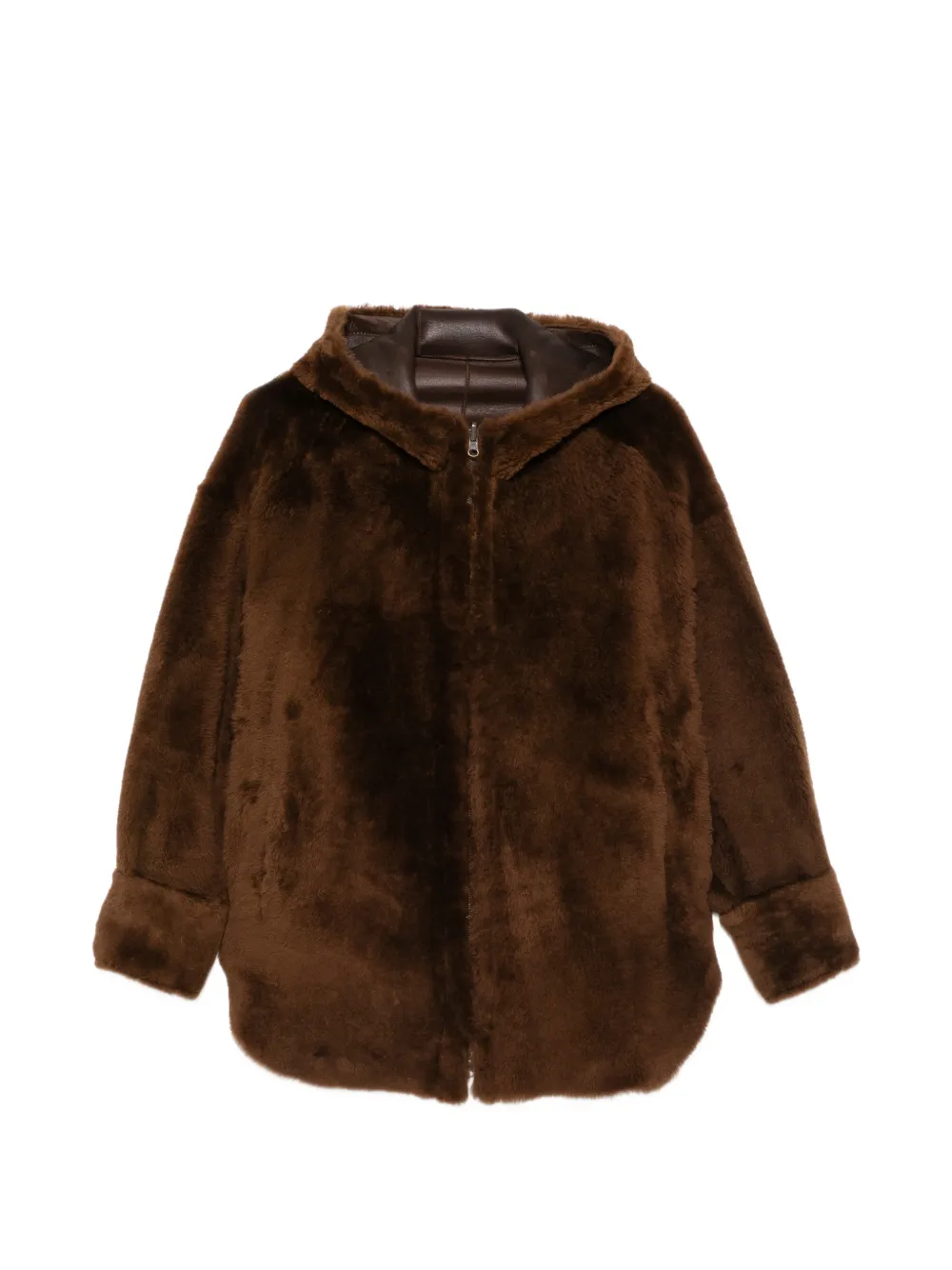 Salvatore Santoro reversible hooded shearling jacket - Marrone