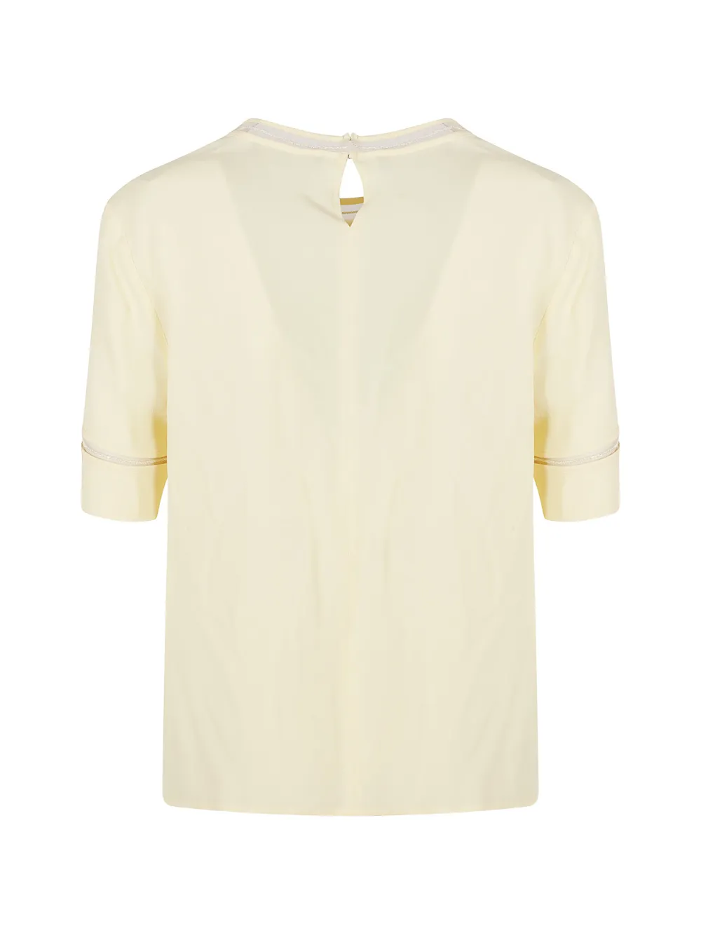 Fabiana Filippi beaded-trim short-sleeve blouse Beige