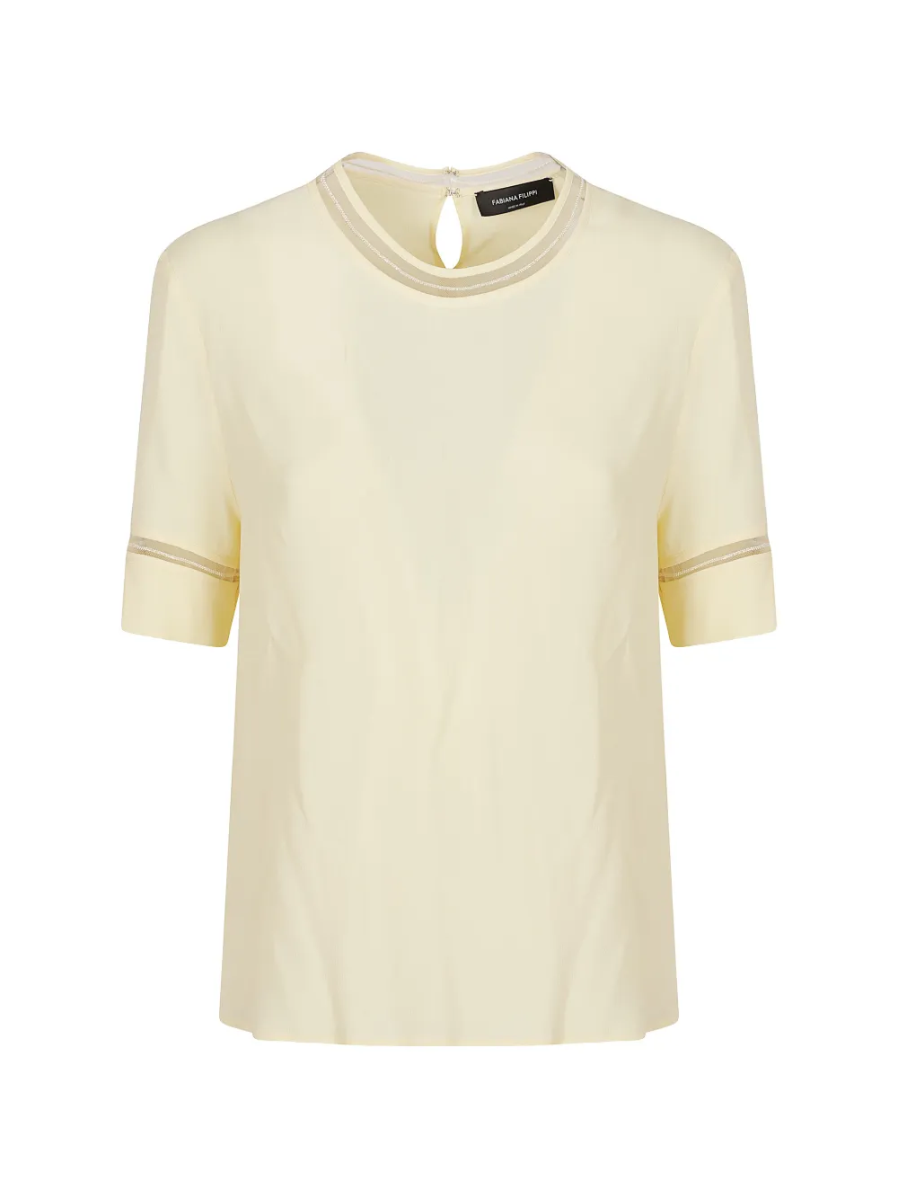 Fabiana Filippi beaded-trim short-sleeve blouse - Toni neutri