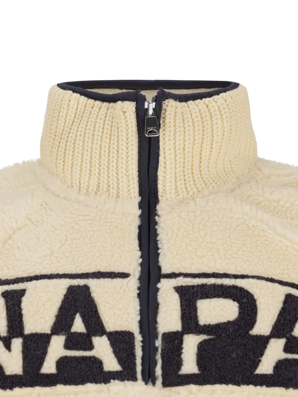 Napapijri Fleece trui met halve rits en logo Beige