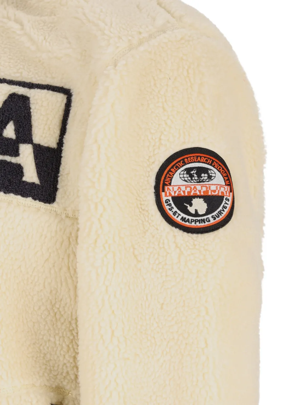 Napapijri Fleece trui met halve rits en logo Beige
