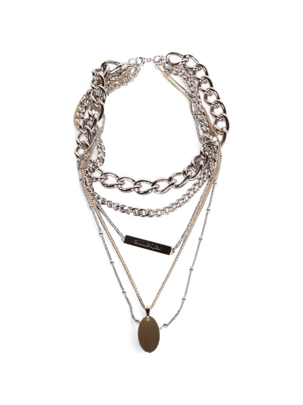 Rabanne layered logo-plaque necklace