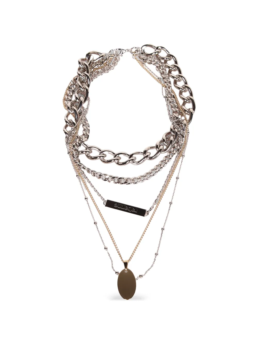 Rabanne Halskette mit Logo-Schild - Silber