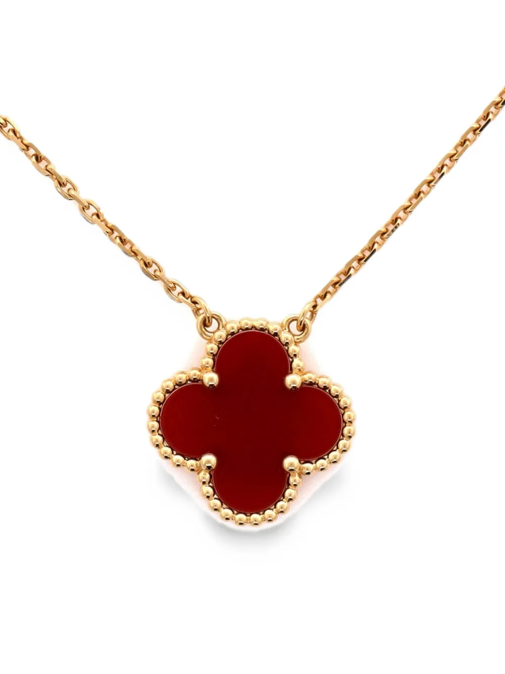 Van Cleef & Arpels Pre-Owned Vintage Alhambra Pendant 18K Yellow Gold and Carnelian necklace - Oro