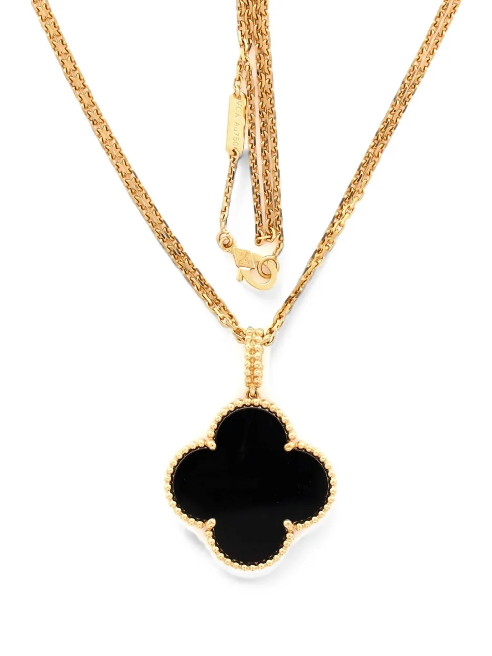 Van Cleef & Arpels Pre-Owned Magic Alhambra Pendant Long 18K Yellow Gold and Onyx necklace - Oro