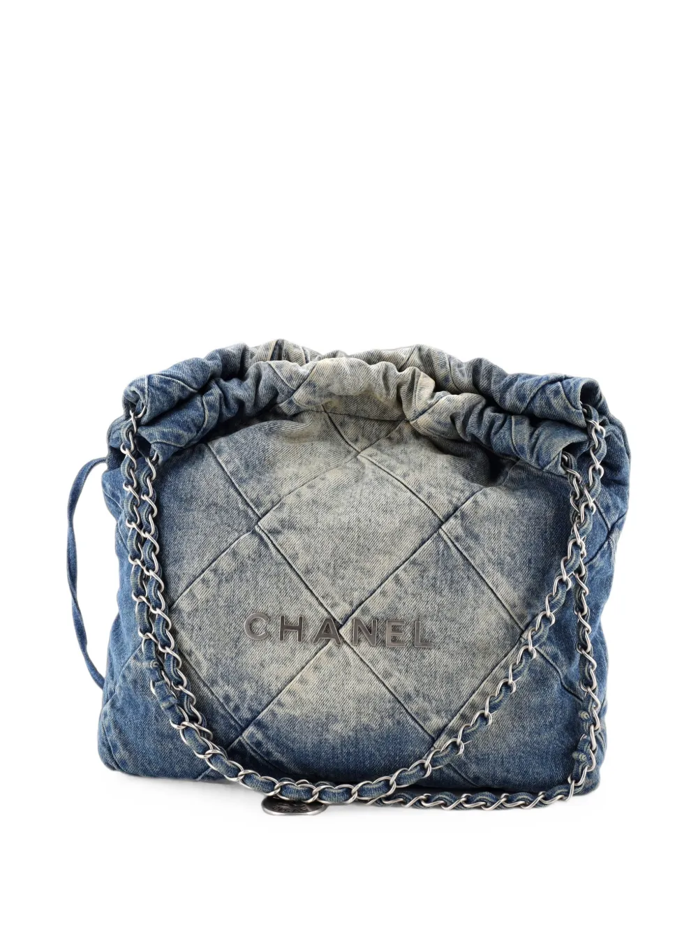 CHANEL Pre-Owned 22 Chain Quilted Denim Small hobo bag - Blu