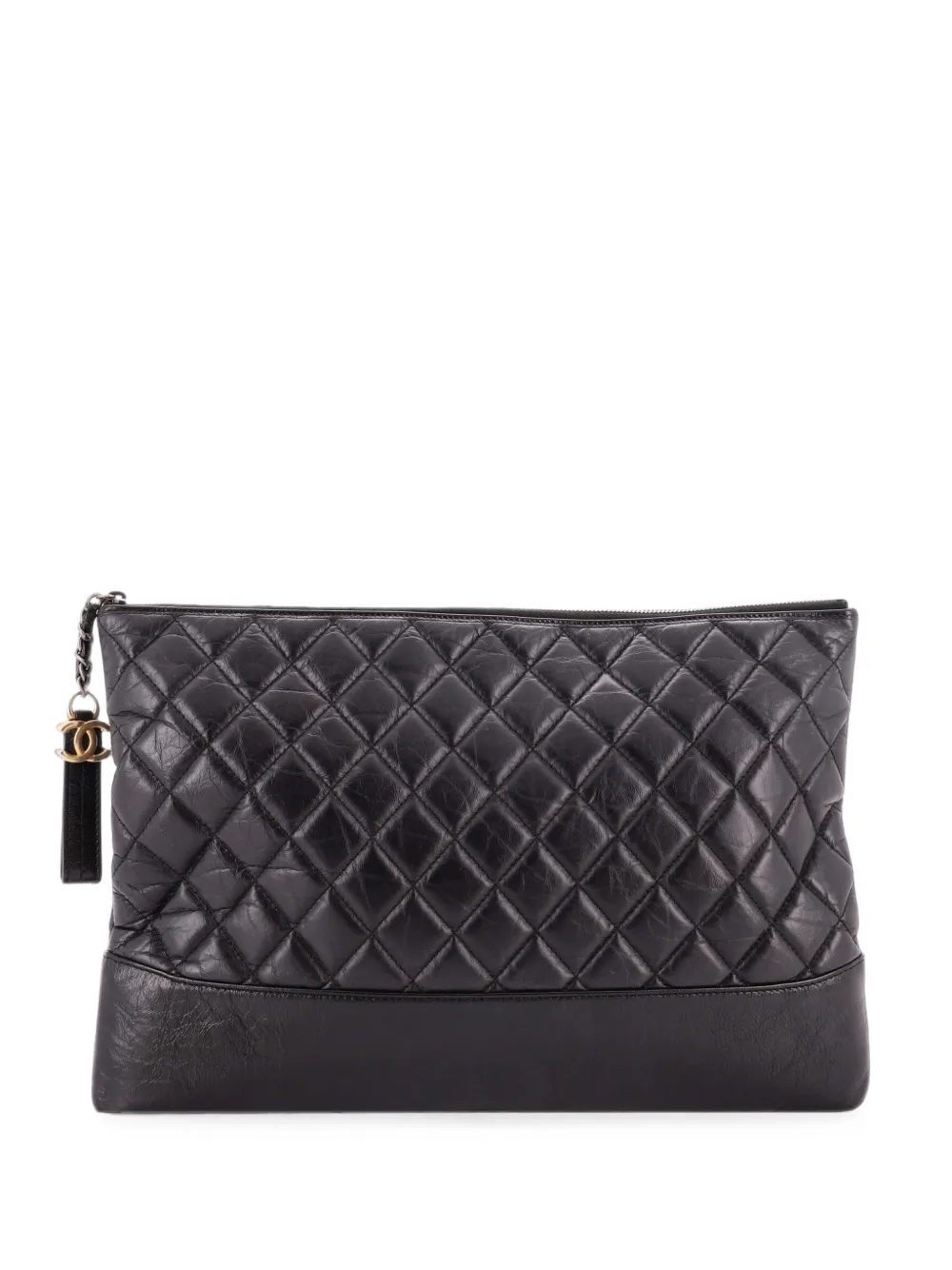 CHANEL Pre-Owned Clutch Gabrielle O Case grande in pelle di vitello trapuntata - Nero