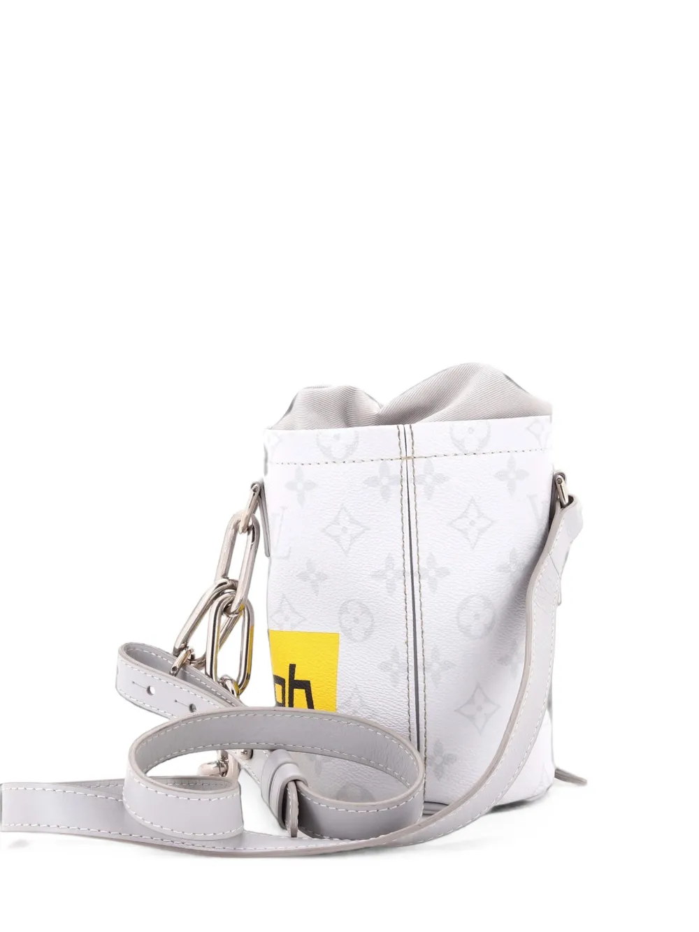 Louis Vuitton Pre-Owned Chalk Nano Bag Limited Edition Logo Story Monogram Canvas bucket bag - Grigio