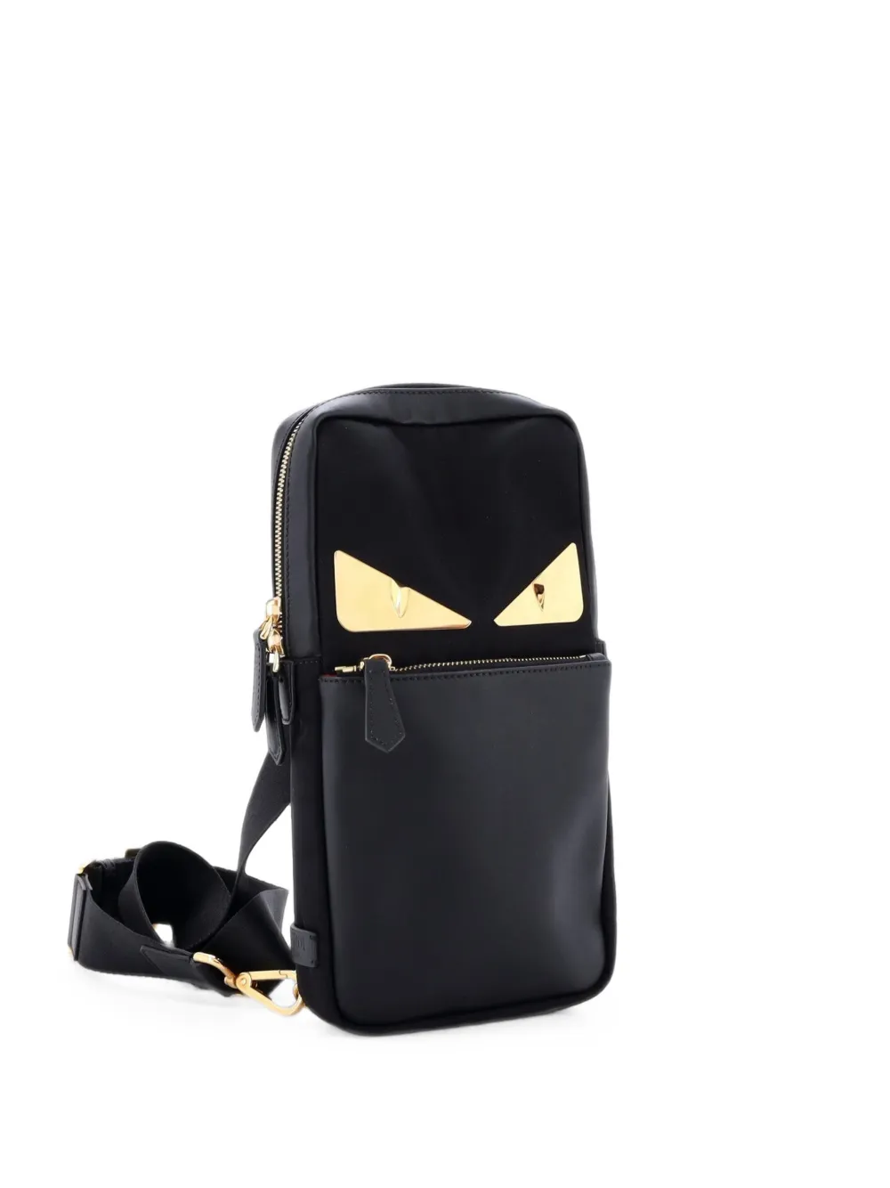 Fendi Pre-Owned Monster Sling Bag Nylon and Leather Medium crossbody bag - Nero