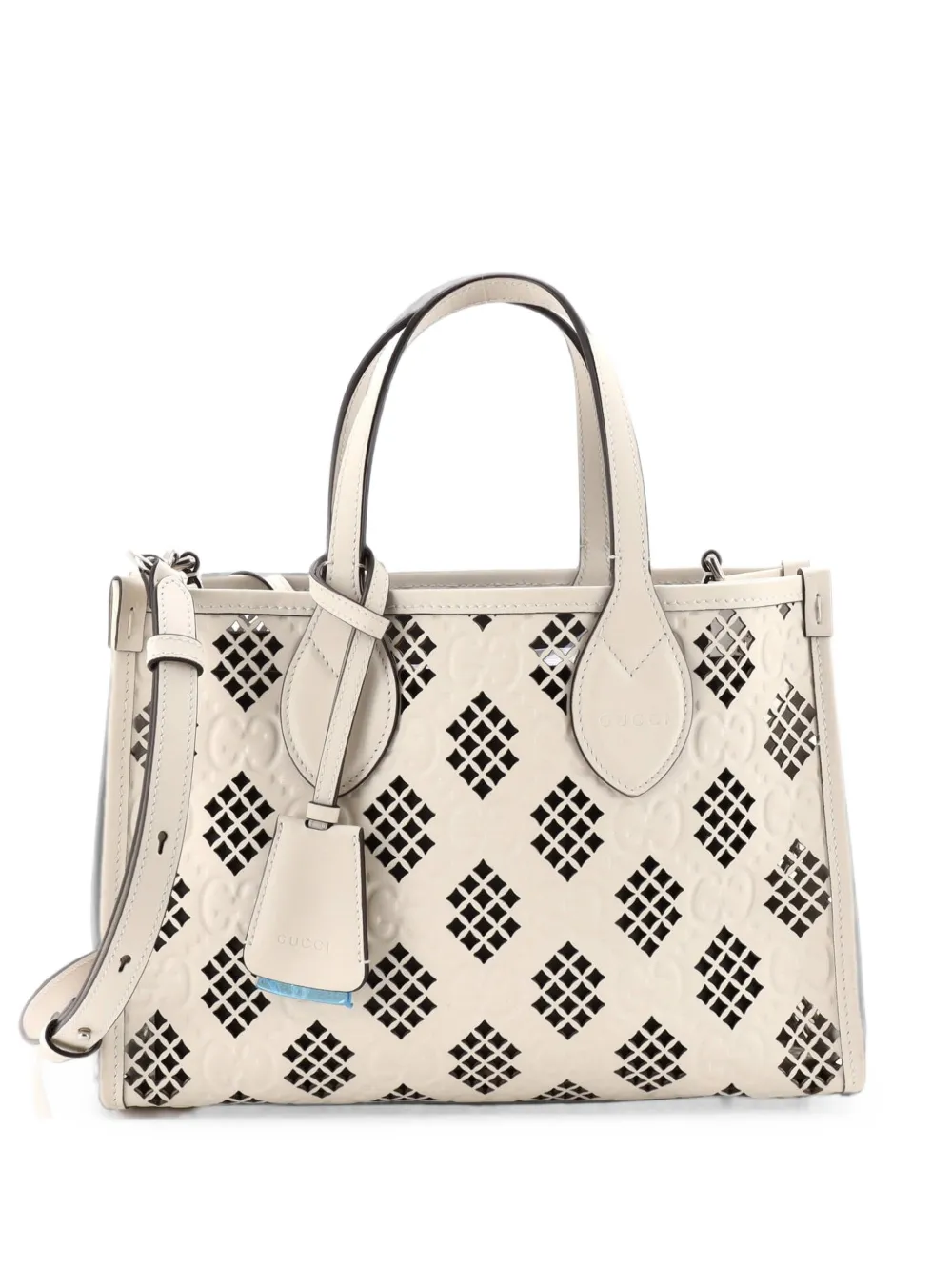 Gucci Pre-Owned Convertible GG Debossed Laser Cut Leather Small tote bag - Tons neutres Gucci Pre-Owned Convertible GG Debossed Laser Cut Leather Small tote bag - Tons neutres