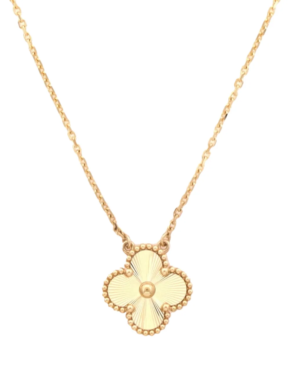 Van Cleef & Arpels Pre-owned Vintage Alhambra Pendant Guilloche 18K Yellow Gold Necklace, view 2