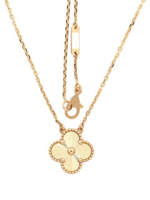 Van Cleef & Arpels Pre-Owned Vintage Alhambra Pendant Guilloche 18K Yellow Gold necklace