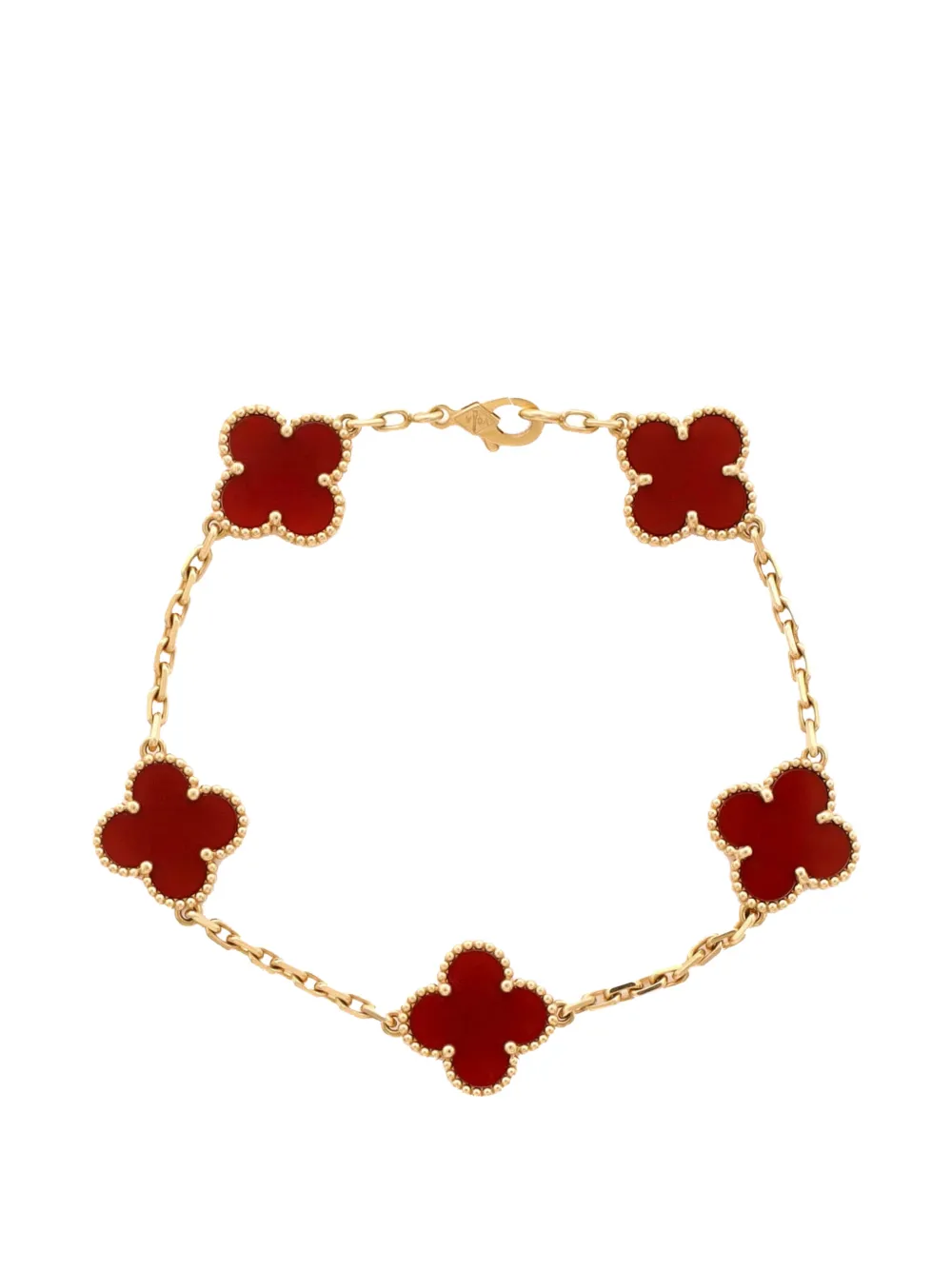 Van Cleef & Arpels Pre-Owned Vintage Alhambra 5 Motifs 18K Yellow Gold and Carnelian bracelet - Oro