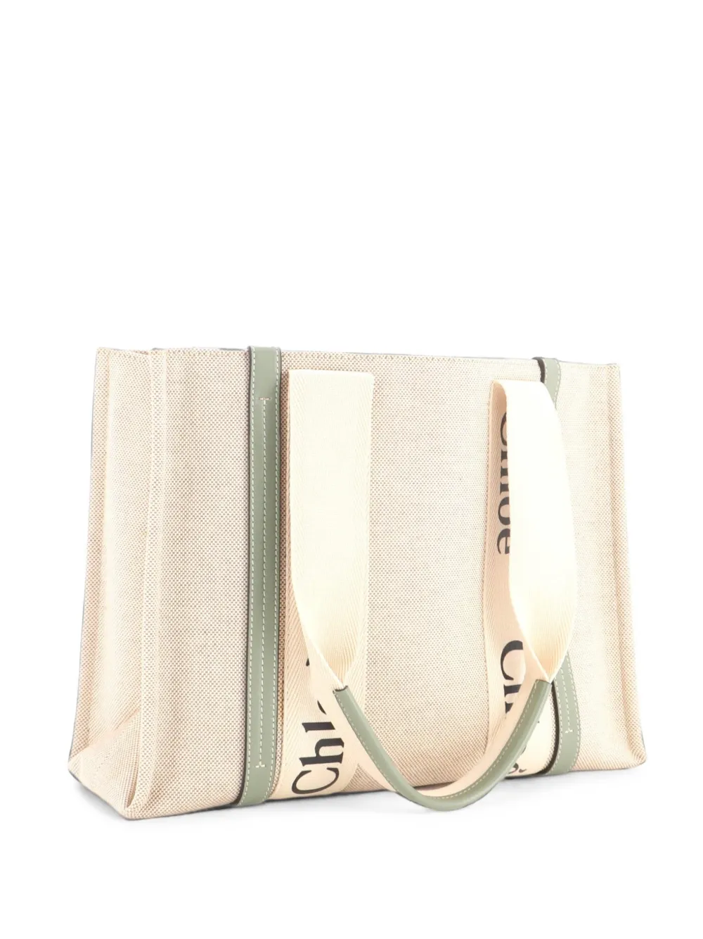 Chloé Pre-Owned Woody Canvas with Leather Medium tote bag - Toni neutri