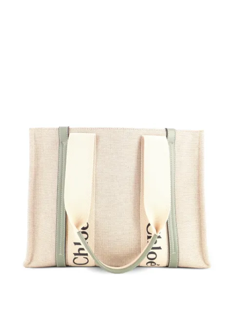 Chloé Pre-Owned Woody Canvas with Leather Medium tote bag
