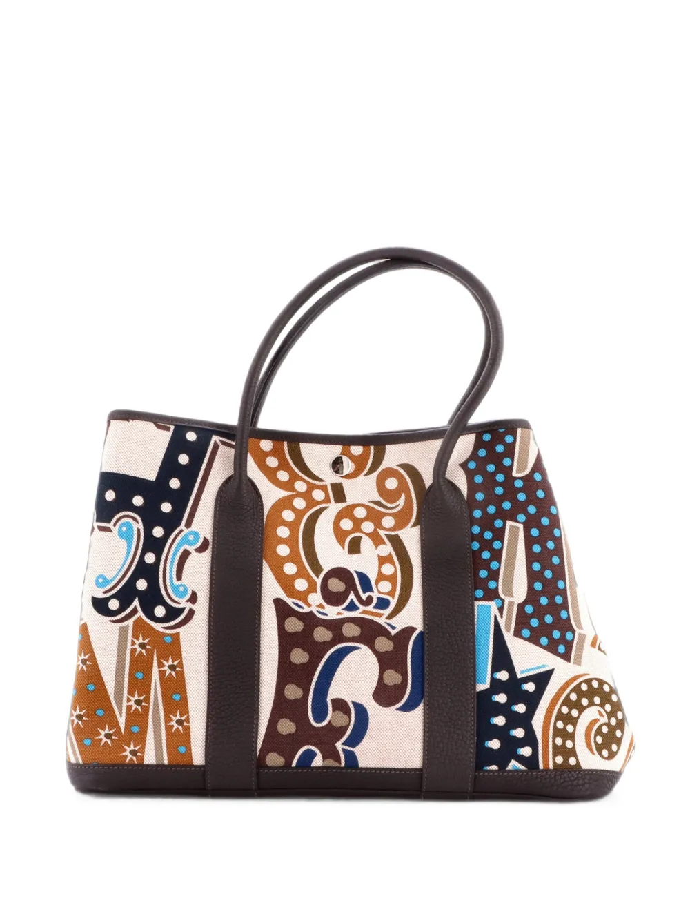 Hermès Pre-Owned Electrique Garden Party Printed Toile and Leather 36 tote bag - Marrone