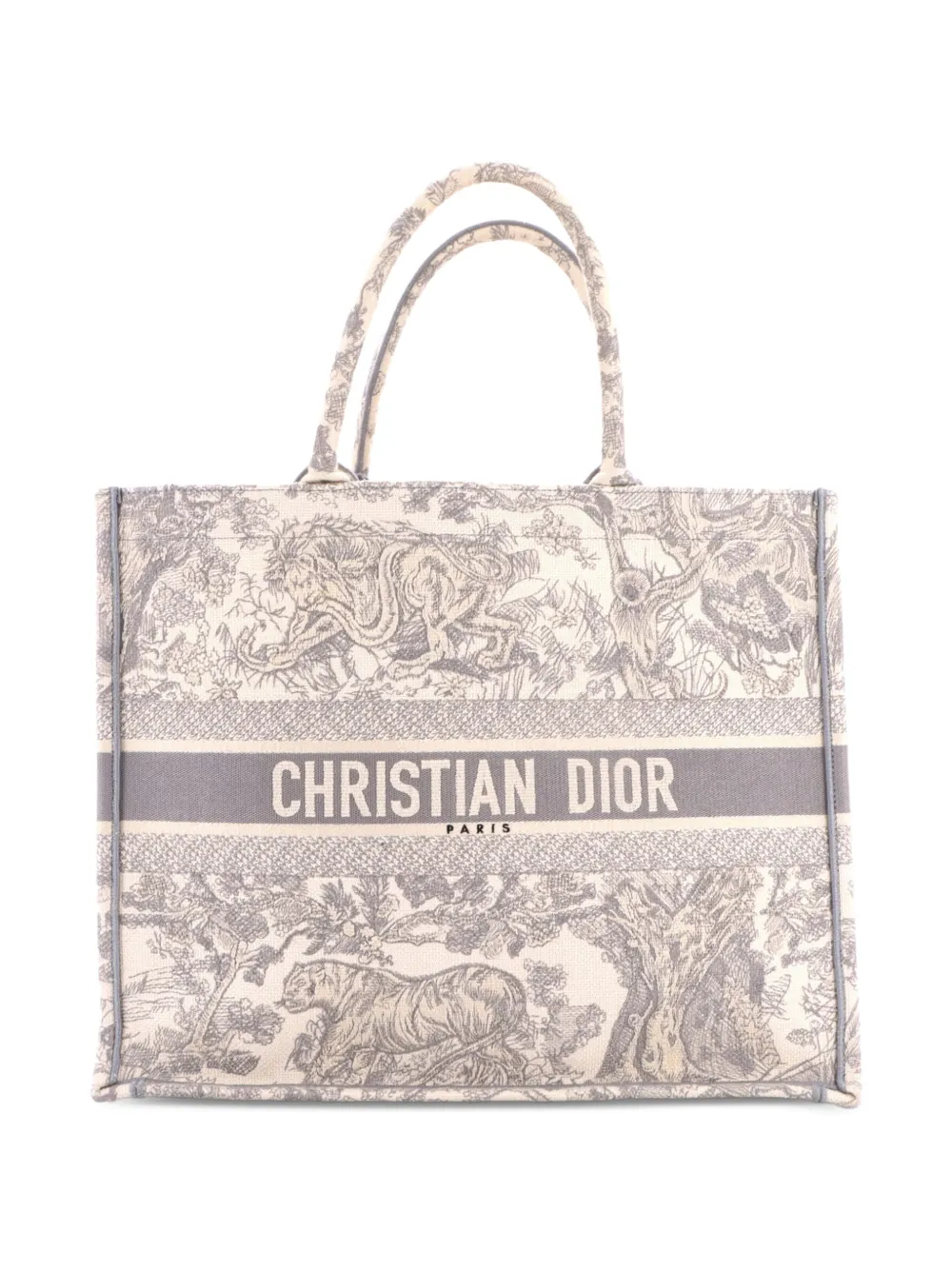 Christian Dior Pre-Owned Book Embroidered Canvas Large tote bag - Gris