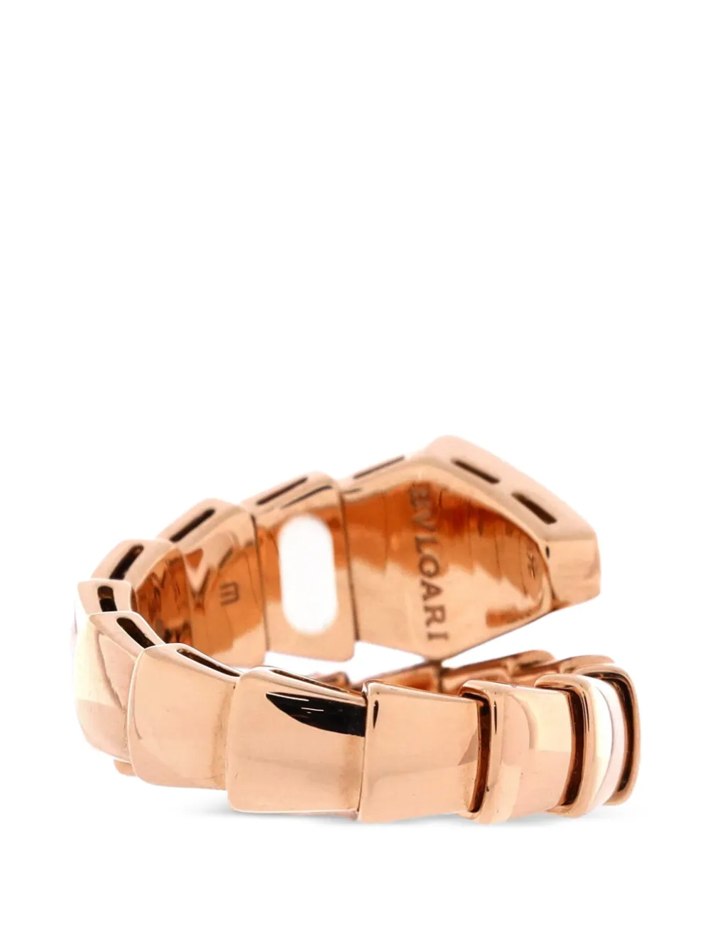 Bvlgari Pre-owned Serpenti Viper One-coil 18K Rose Gold with Diamonds Wide Ring in Pink, view 2