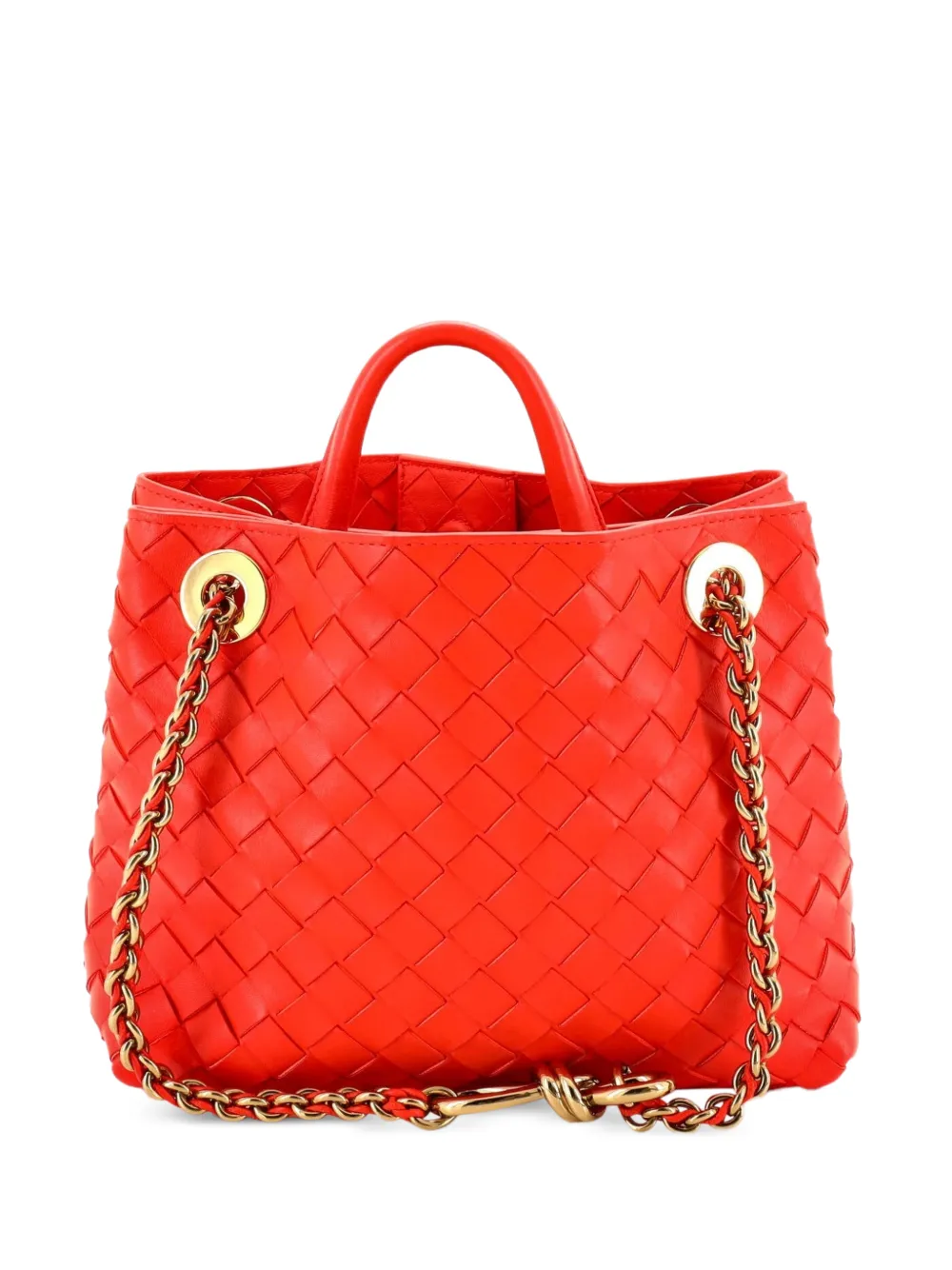 Bottega Veneta Pre-Owned Kleine Andiamo Handtasche mit Intrecciato-Muster - Orange