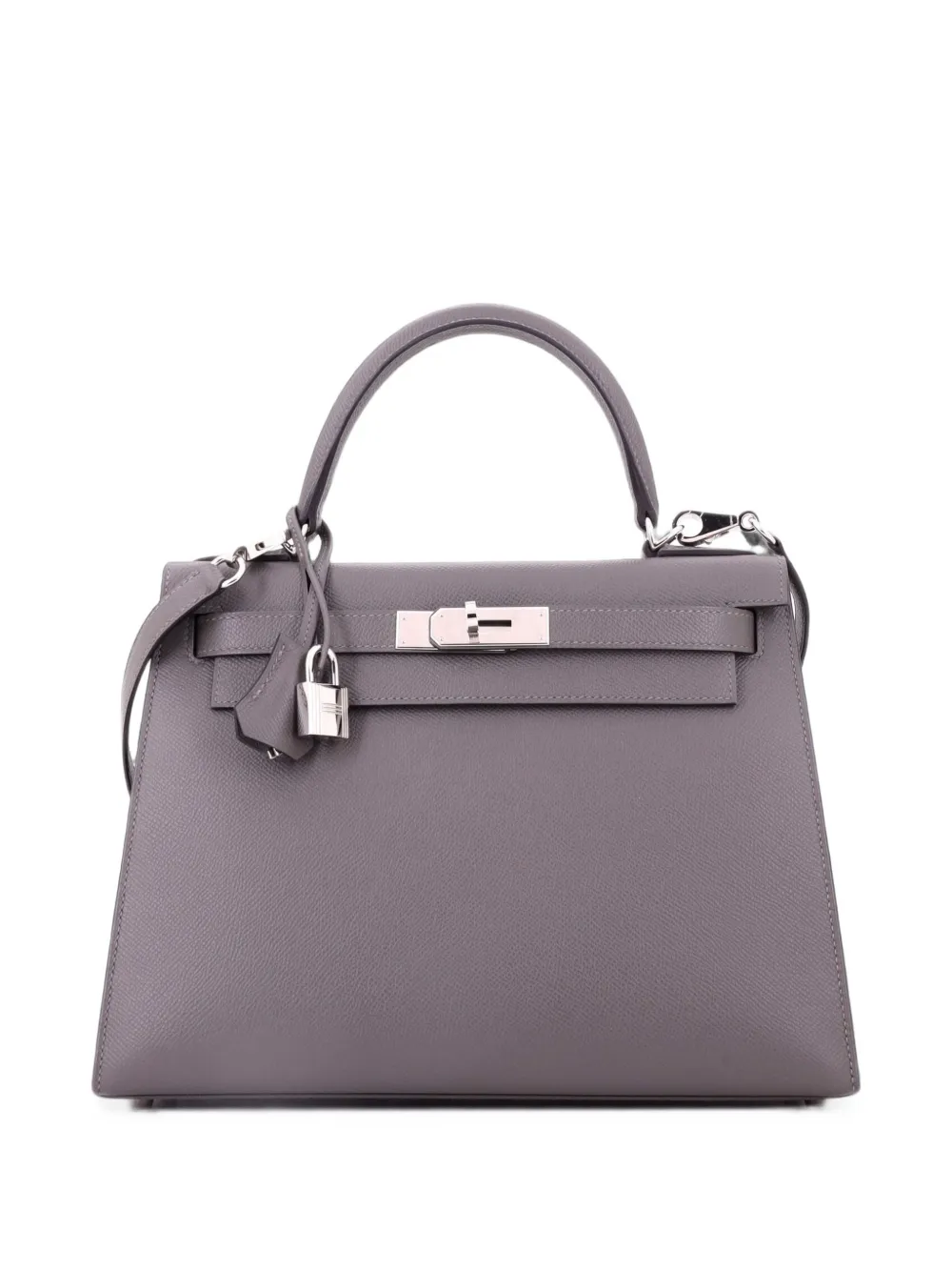 Hermès Pre-Owned Kelly Handbag Grey Epsom with Palladium Hardware 28 shoulder bag