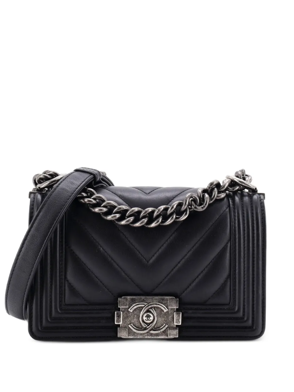 CHANEL Pre-Owned Boy Flap Bag Chevron Calfskin Small crossbody bag - Nero