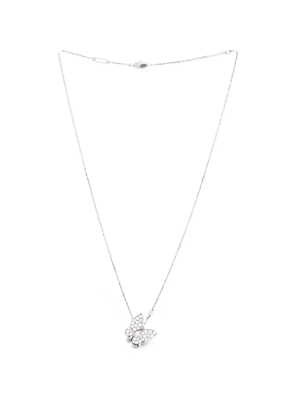 Van Cleef & Arpels Pre-Owned Two Butterfly Pendant 18K White Gold and Diamonds necklace - Argento
