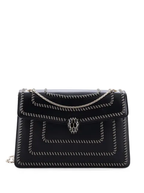 Bvlgari Pre-Owned Serpenti Forever Embellished Leather Medium shoulder bag