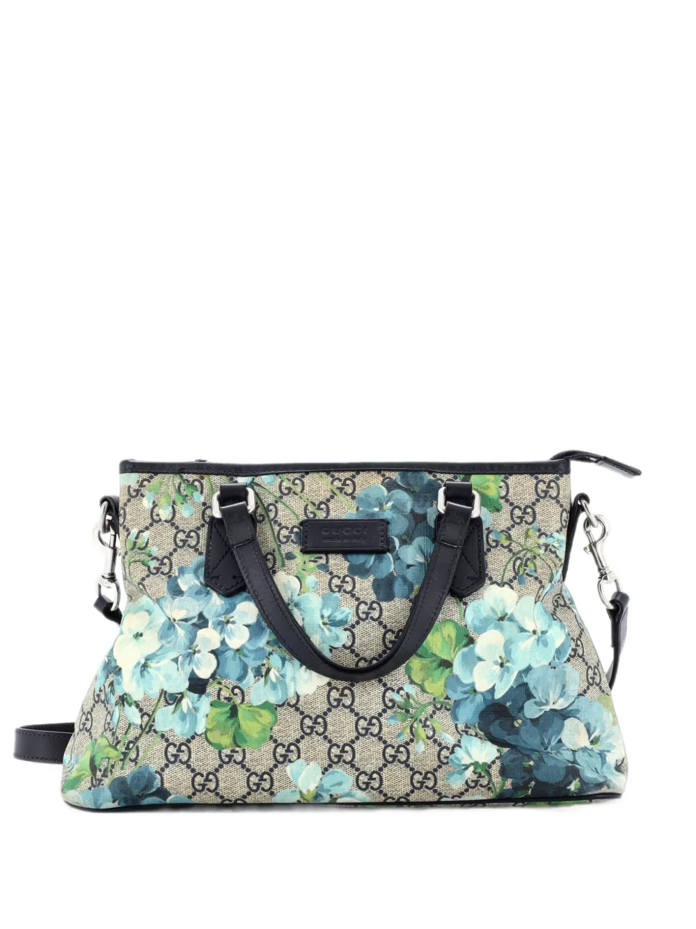 Gucci Pre-Owned Convertible Zip Blooms Print GG Coated Canvas Medium tote bag - Bleu Gucci Pre-Owned Convertible Zip Blooms Print GG Coated Canvas Medium tote bag - Bleu