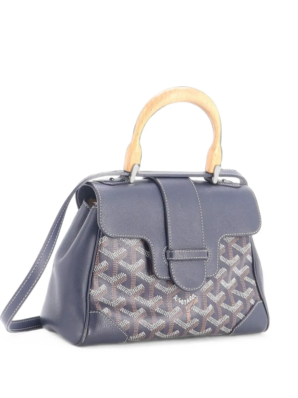 Goyard Pre-Owned Saigon Top Handle Bag Coated Canvas with Leather Mini shoulder bag - Blu