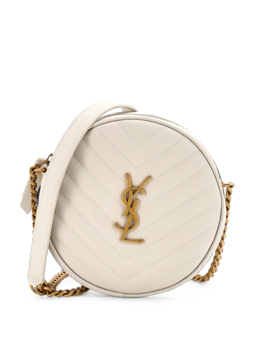 Saint Laurent Pre-Owned Vinyle Round Camera Bag Matelasse Chevron Leather crossbody bag - Toni neutri