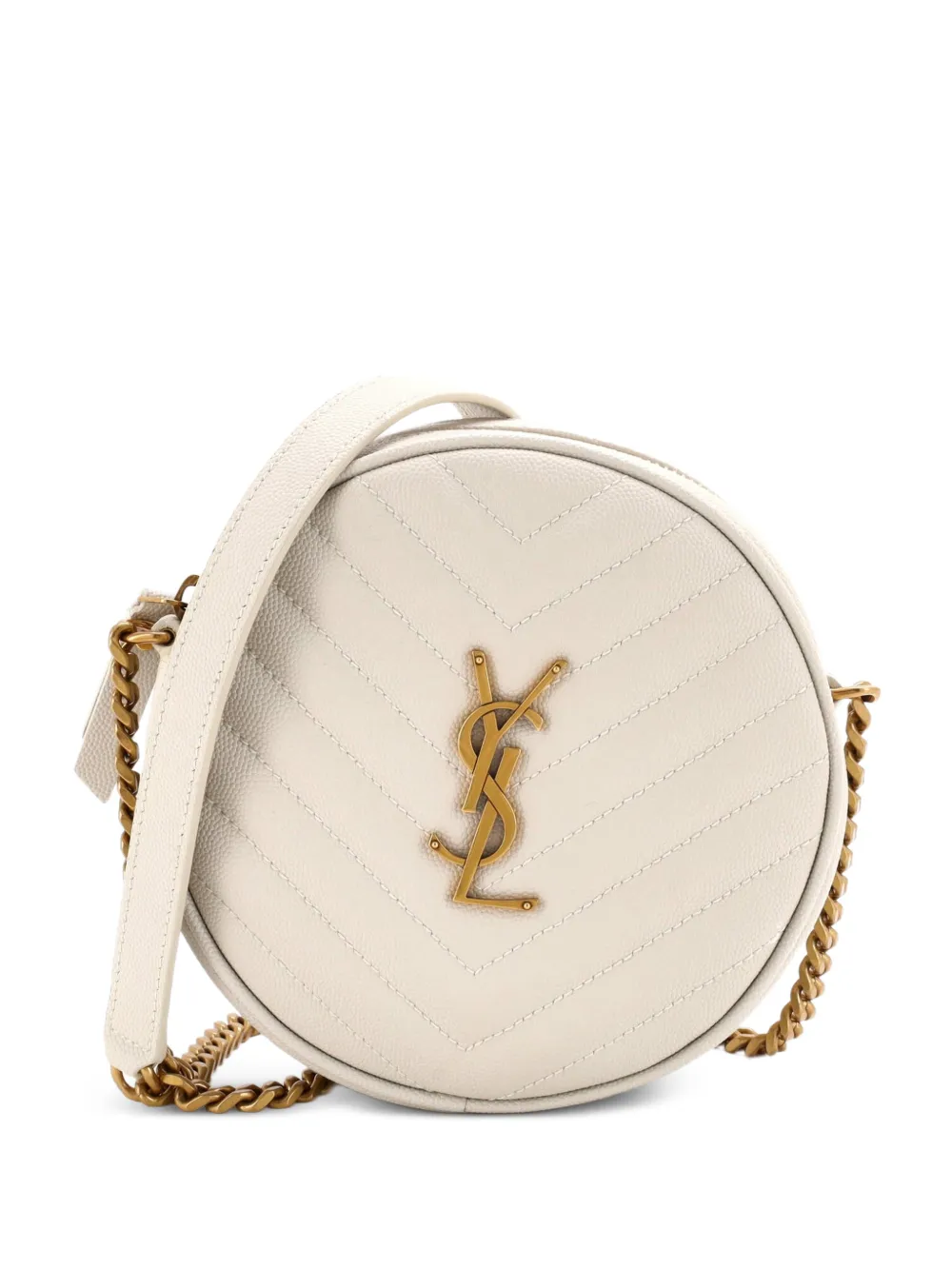 Saint Laurent Pre-Owned Vinyle Round Camera Bag Matelasse Chevron Leather crossbody bag - Toni neutri