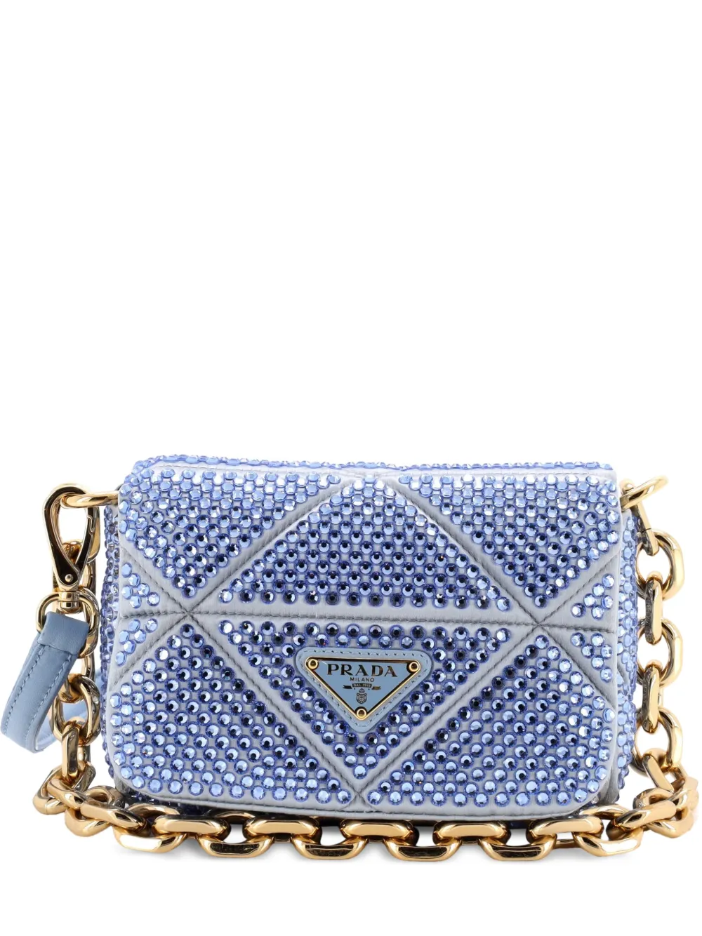 Prada Pre-Owned Gesteppte Schultertasche mit Triangel-Kettenriemen - Blau