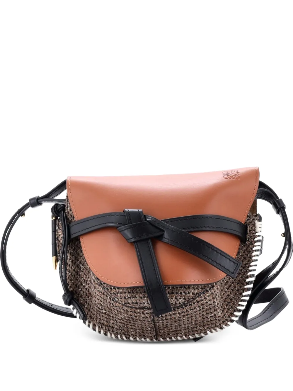 Loewe Pre-Owned Gate Shoulder Bag Leather with Tweed Small crossbody bag - Brown