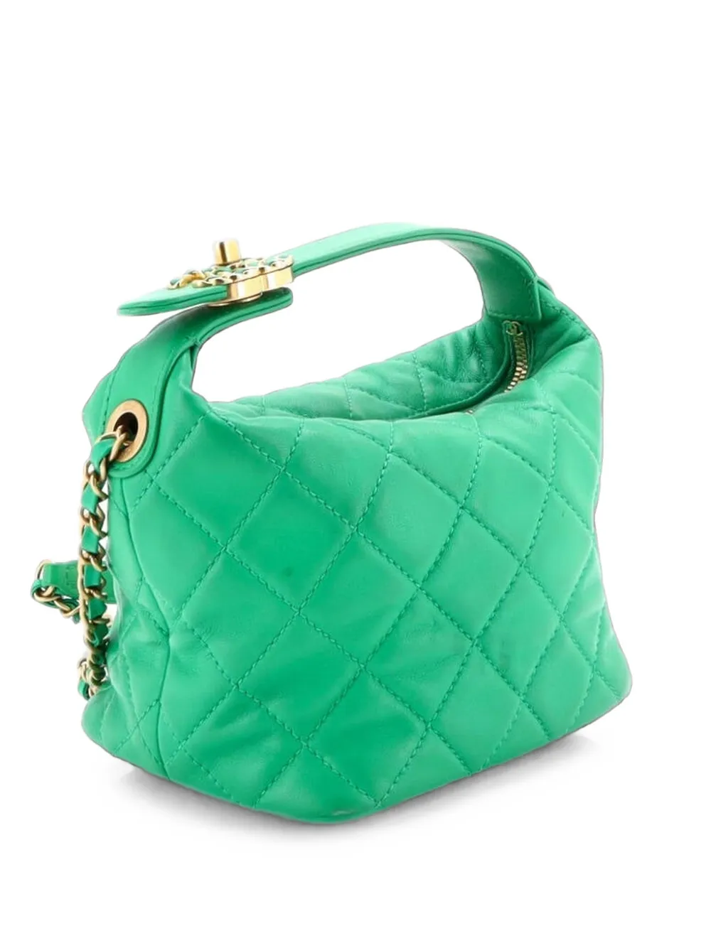 CHANEL Pre-Owned Perfect Meeting Quilted Lambskin Small hobo bag - Green