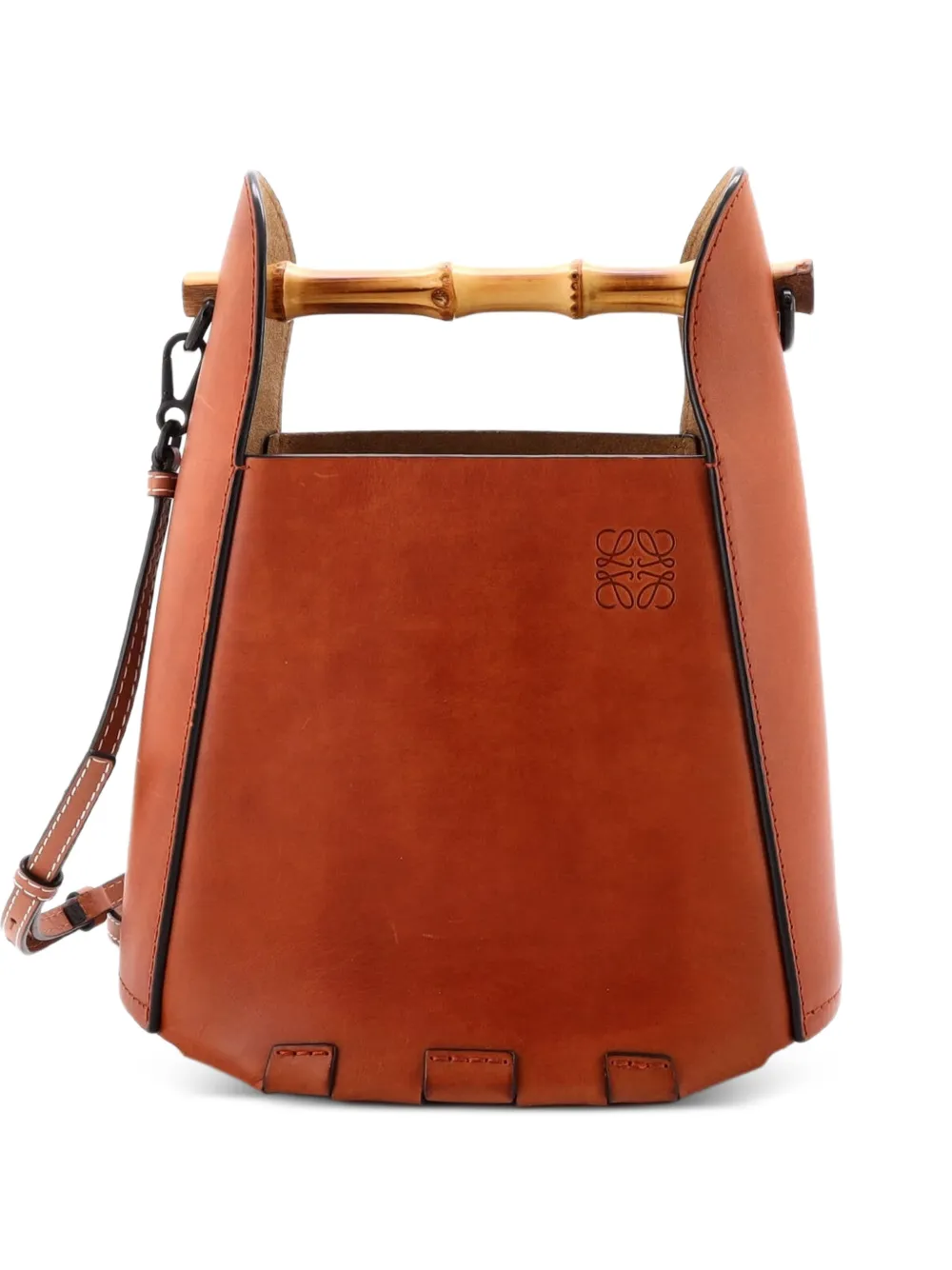 Loewe Pre-Owned sac seau en cuir et bambou - Marron Loewe Pre-Owned sac seau en cuir et bambou - Marron