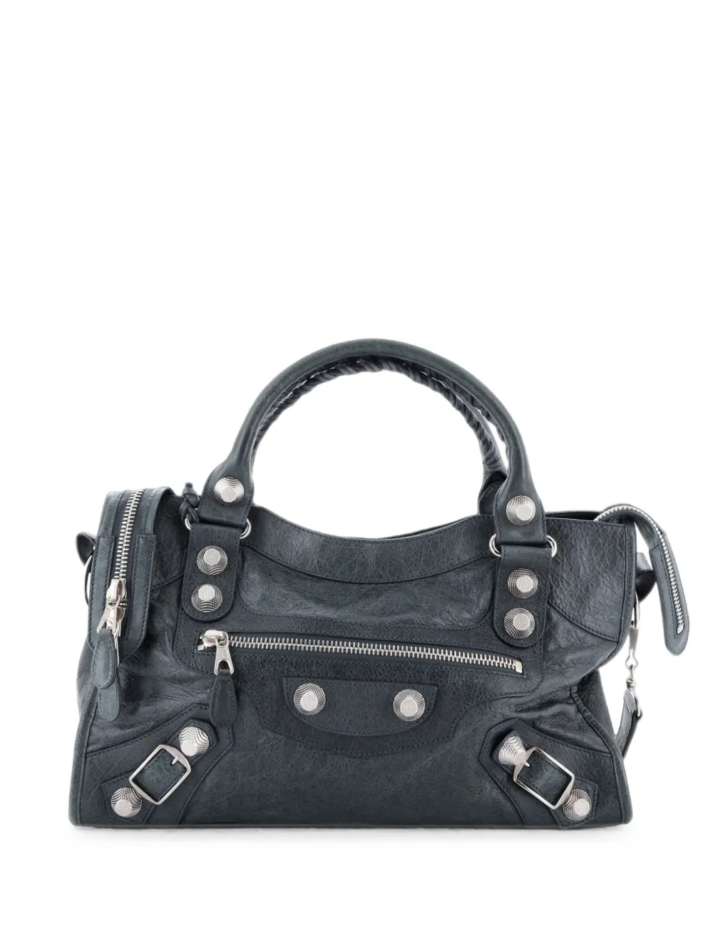 Balenciaga Pre-Owned Borsa a tracolla City Giant media in pelle con borchie - Grigio