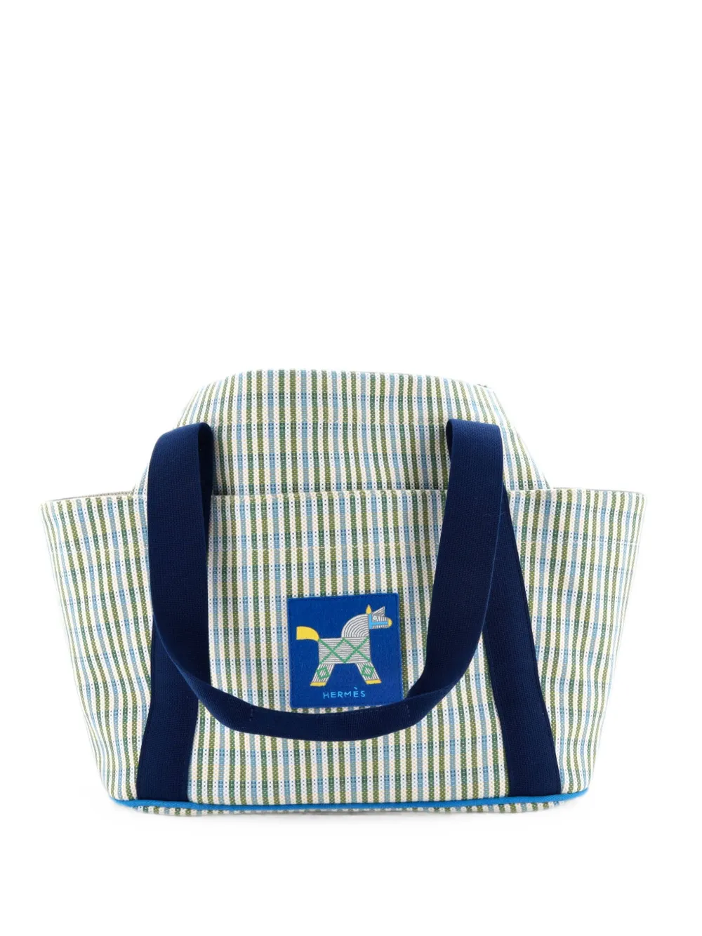 Hermès Pre-Owned Animaux Nattes Nappy Canvas tote bag - Blu
