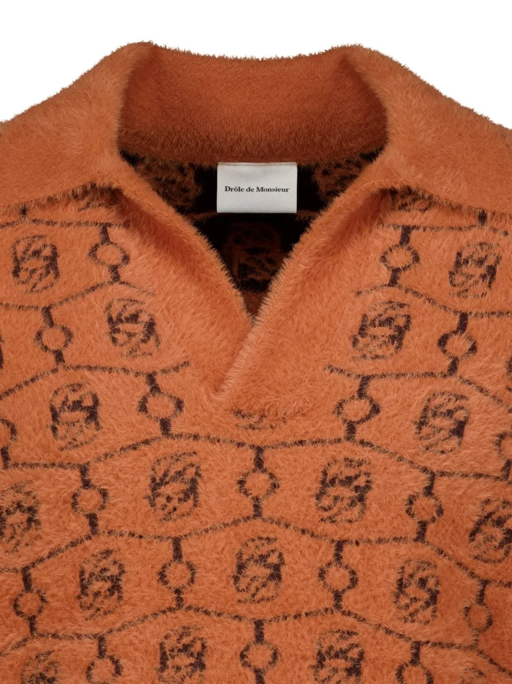 Drôle De Monsieur monogram-jacquard wool sweater Bruin