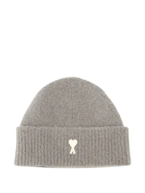 AMI Paris grey alpaca beanie with Ami de Coeur