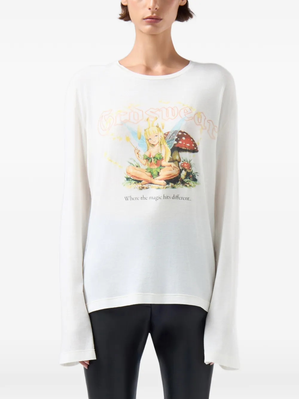 GCDS T-shirt met grafische print en gotische print Wit