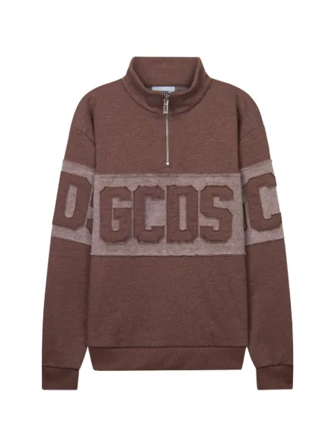 GCDS logo-appliqué half-zip sweatshirt